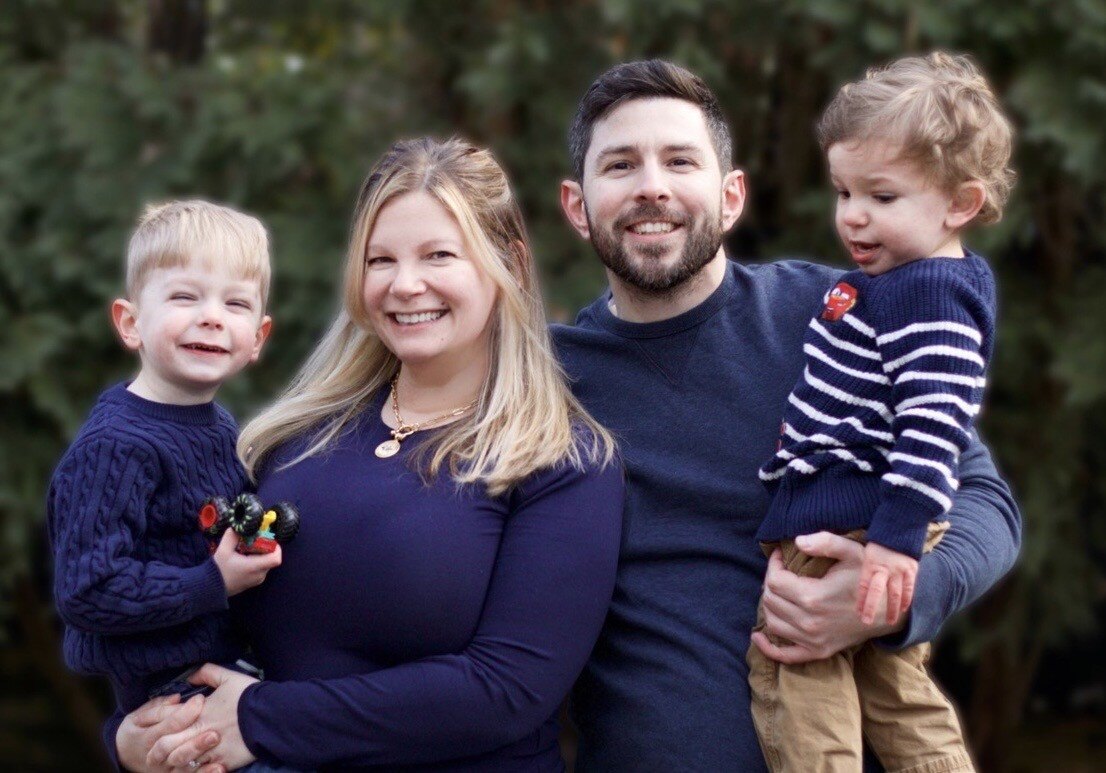 Rachael Skula with her husband James and their two sons